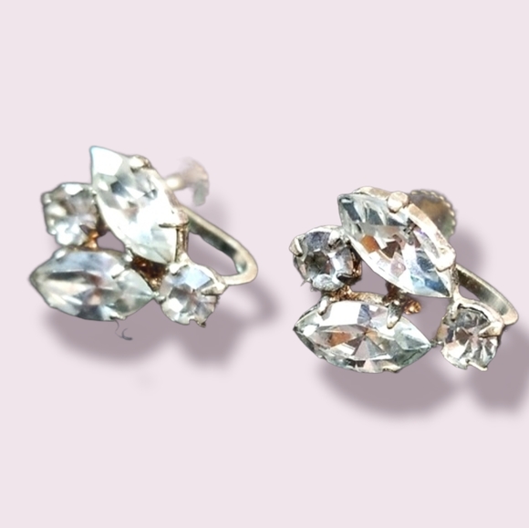 Vintage 1950s Made In Austria Crystal Screw Back Earrings - Picture 6 of 12